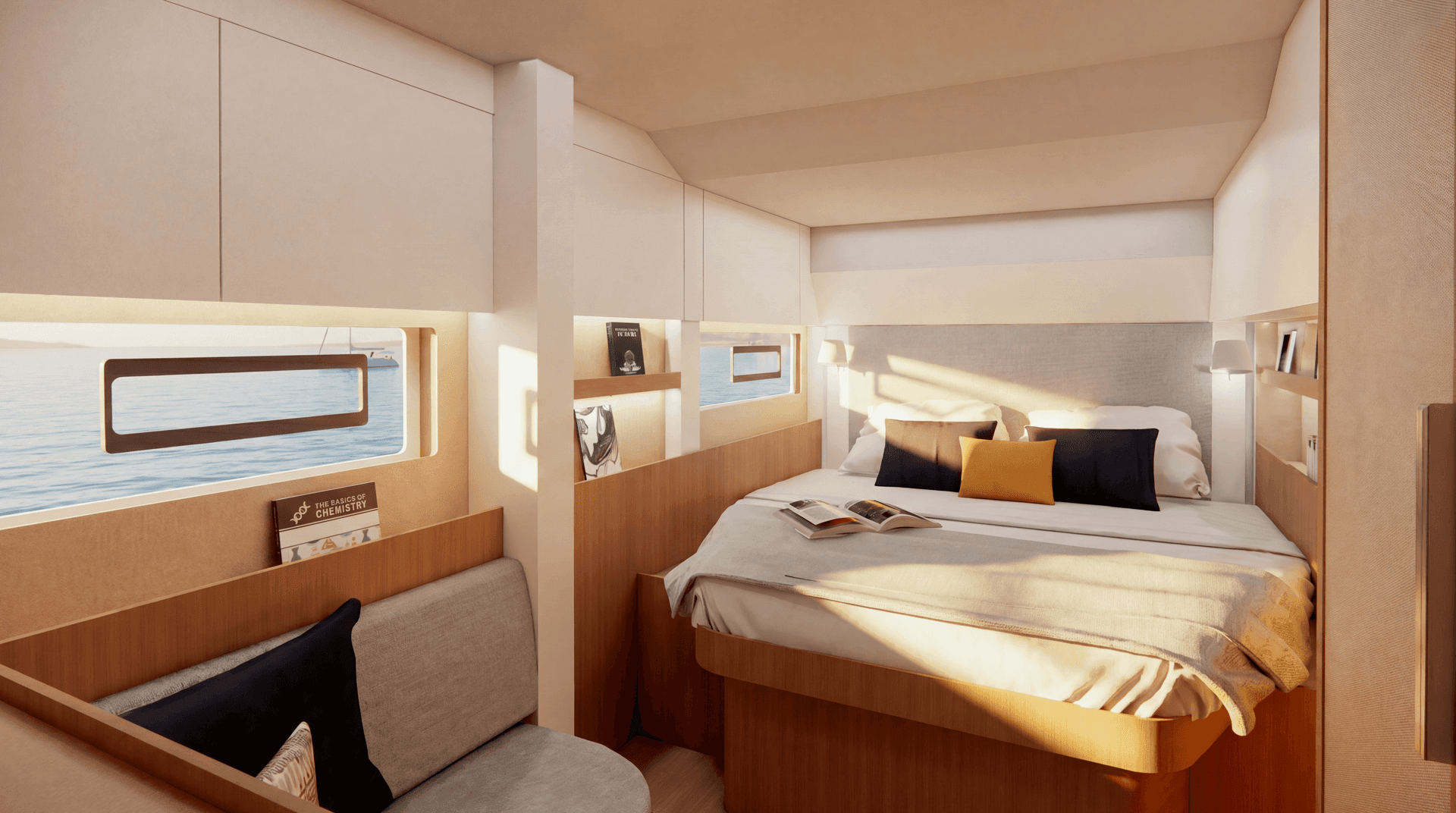 Suite propriétaire du BALI 4.3 avec lit double et vue sur la mer